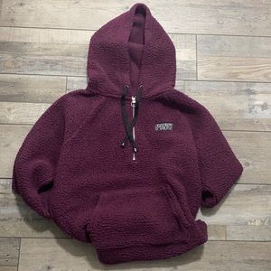 Pink hooded sherpa sweatshirt